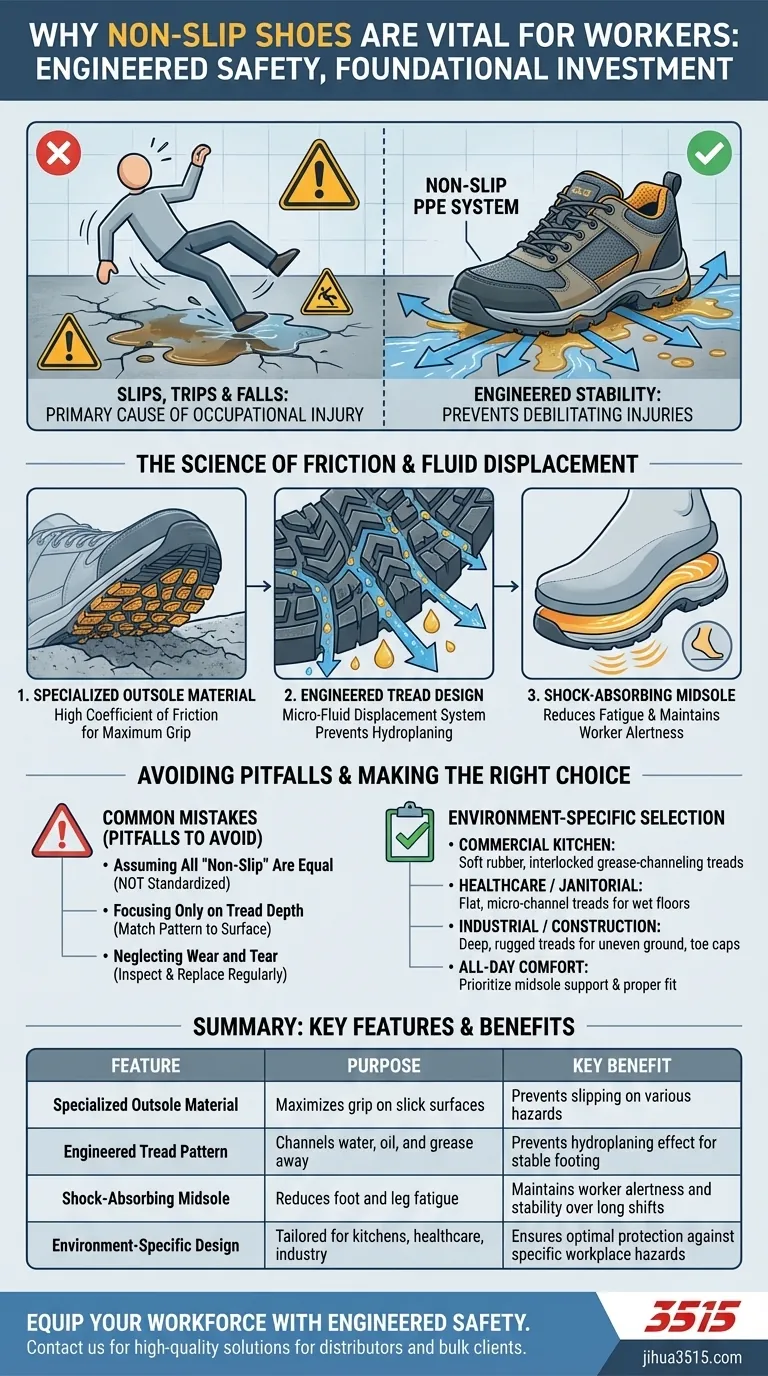 Por que os sapatos antiderrapantes são vitais para os trabalhadores? Engenharia Essencial para a Segurança no Local de Trabalho Guia Visual