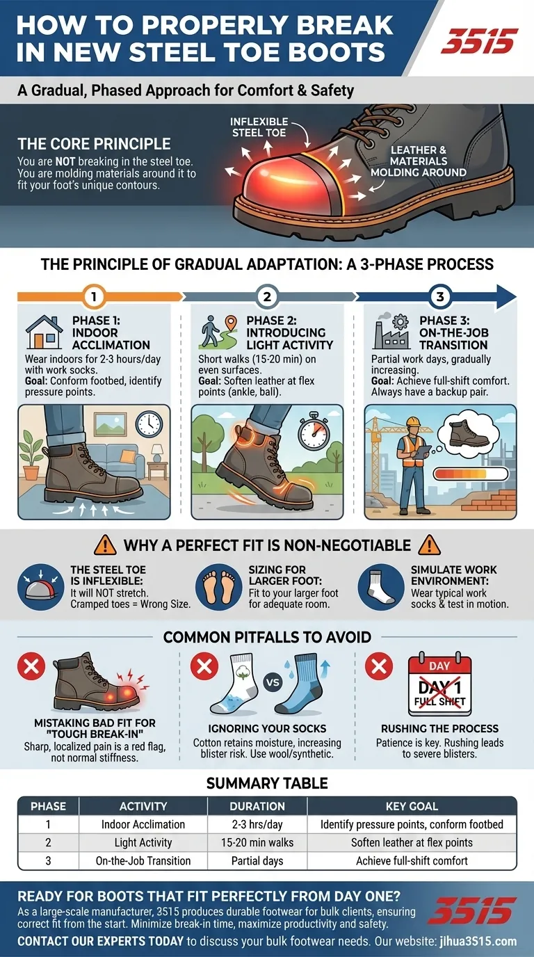 Как правильно разнашивать новые ботинки со стальным носком? 3-этапное руководство для длительного комфорта Визуальное руководство