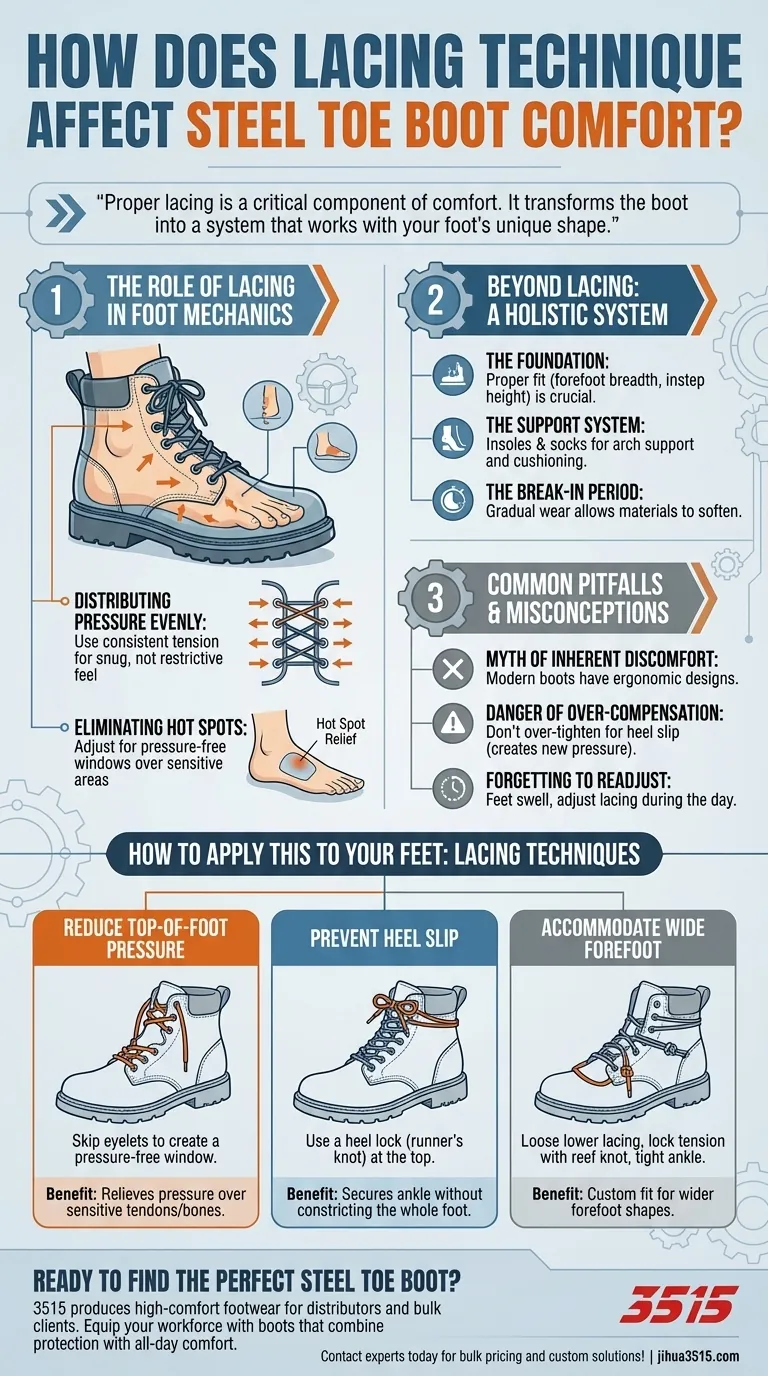 Как техника шнуровки влияет на комфорт ботинок со стальным носком? Добейтесь идеальной посадки без боли Визуальное руководство