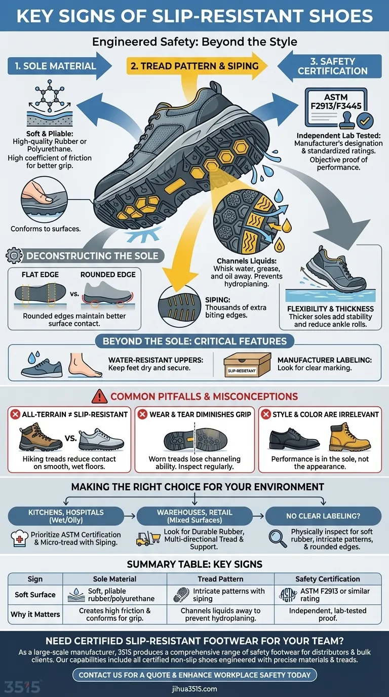 Каковы ключевые признаки нескользящей обуви? Определите особенности подошвы, предотвращающие падения на рабочем месте Визуальное руководство