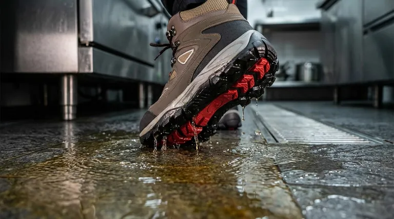 Каковы ключевые признаки нескользящей обуви? Определите особенности подошвы, предотвращающие падения на рабочем месте