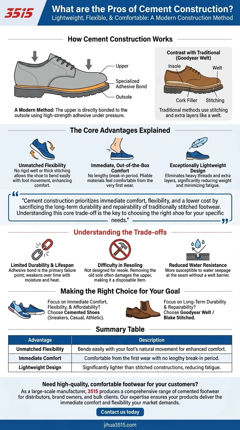 Quels sont les avantages de la construction cimentée ? Découvrez des chaussures légères et flexibles Guide Visuel