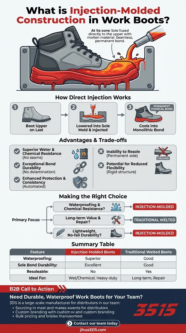 Cos'è la costruzione stampata a iniezione negli scarponi da lavoro? Una guida alla durabilità senza cuciture Guida Visiva