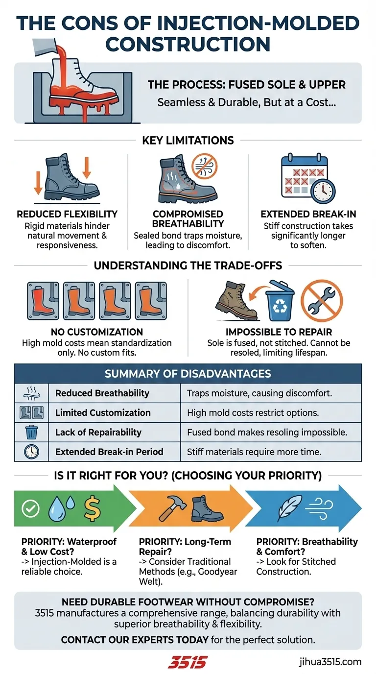 Quels sont les inconvénients de la construction par moulage par injection ? Peser la durabilité par rapport à la flexibilité et à la respirabilité Guide Visuel