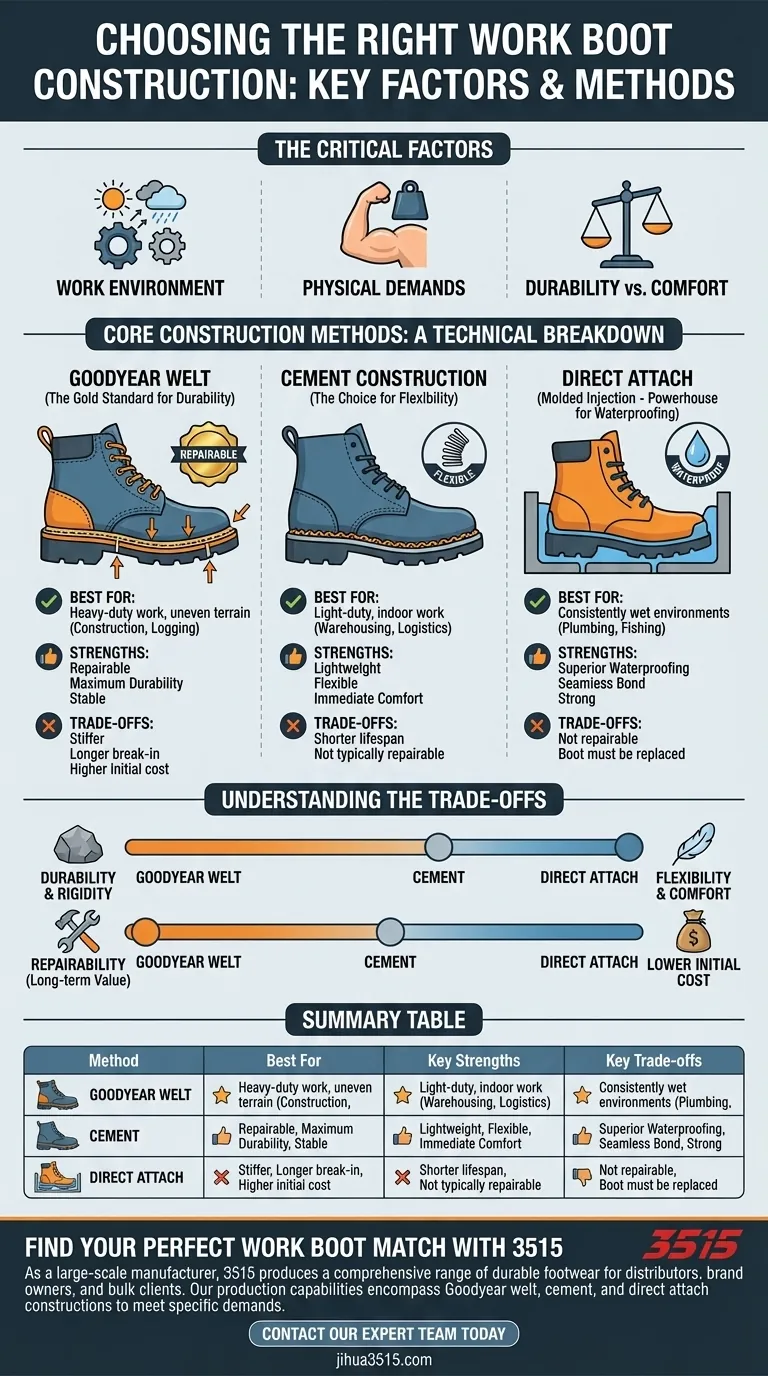 Какие факторы должны влиять на выбор метода изготовления рабочих ботинок? Выберите правильные ботинки для вашей работы Визуальное руководство