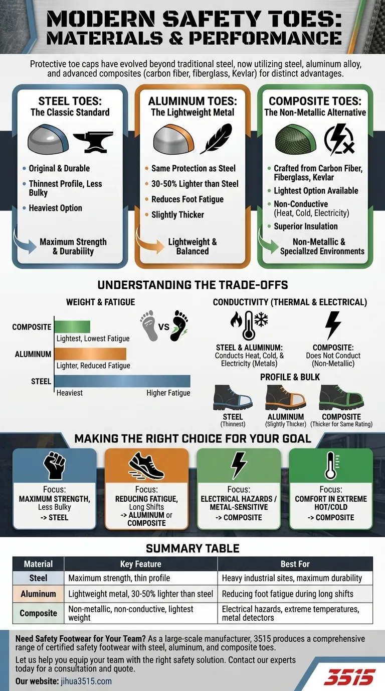 ¿Qué materiales se utilizan para fabricar punteras de seguridad? Elija la protección adecuada para su trabajo Guía Visual