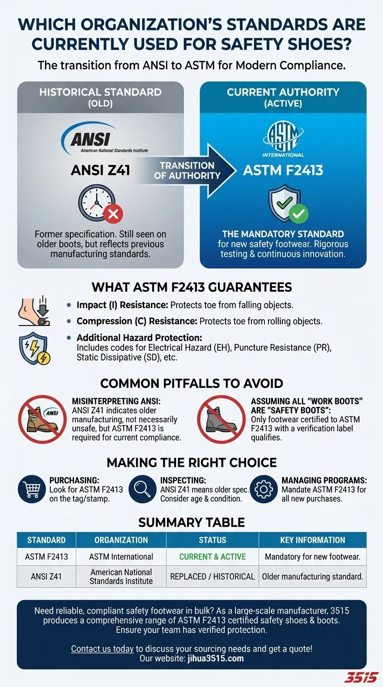 Quelles normes sont actuellement utilisées pour les chaussures de sécurité ? Assurez-vous que vos chaussures répondent à la norme ASTM F2413 Guide Visuel