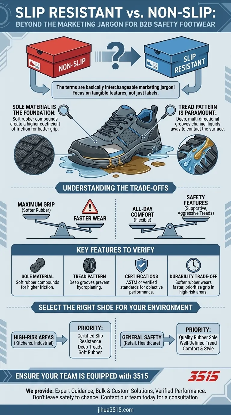 Чем отличаются противоскользящая защитная обувь от обуви с маркировкой "нескользящая"? Разбираемся в маркетинговых терминах Визуальное руководство