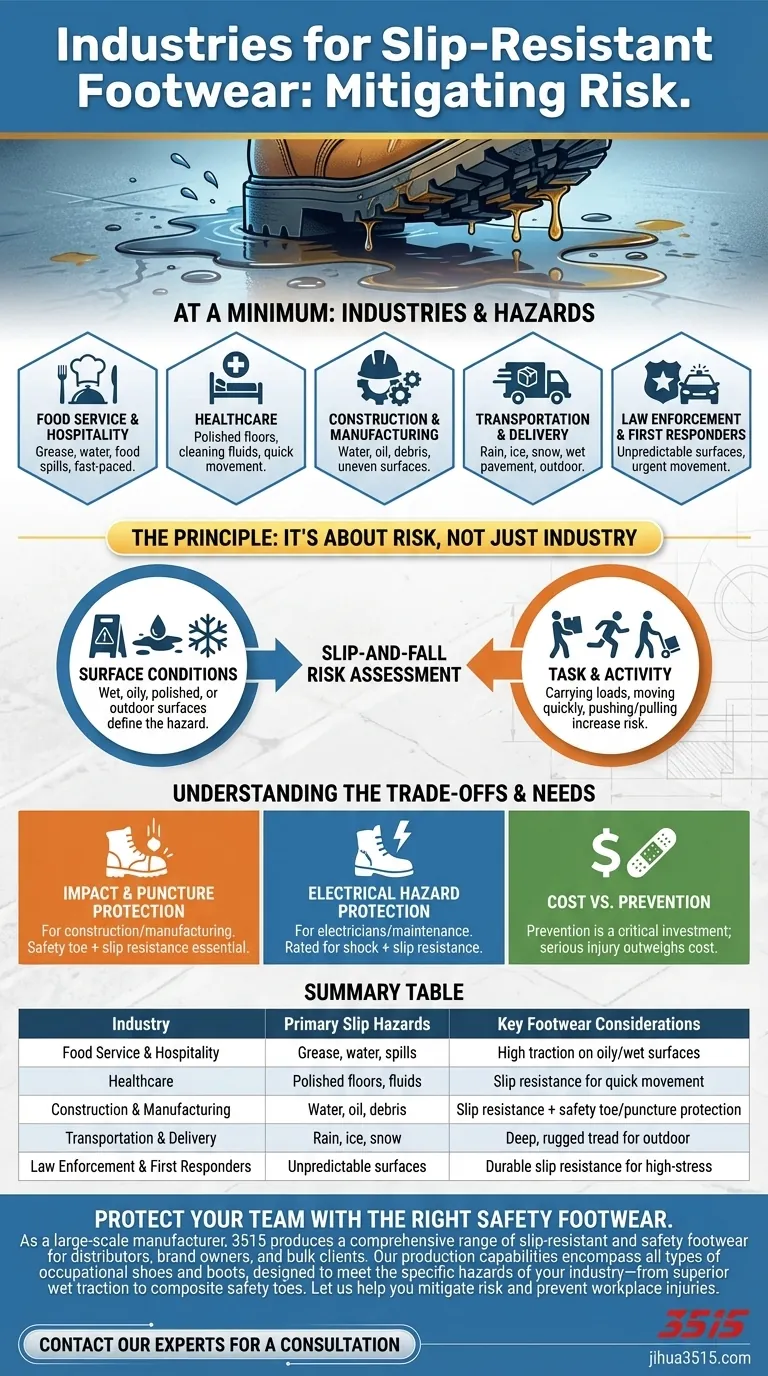 Какие отрасли должны использовать обувь с противоскользящей подошвой? Руководство по рабочим местам с высоким риском Визуальное руководство