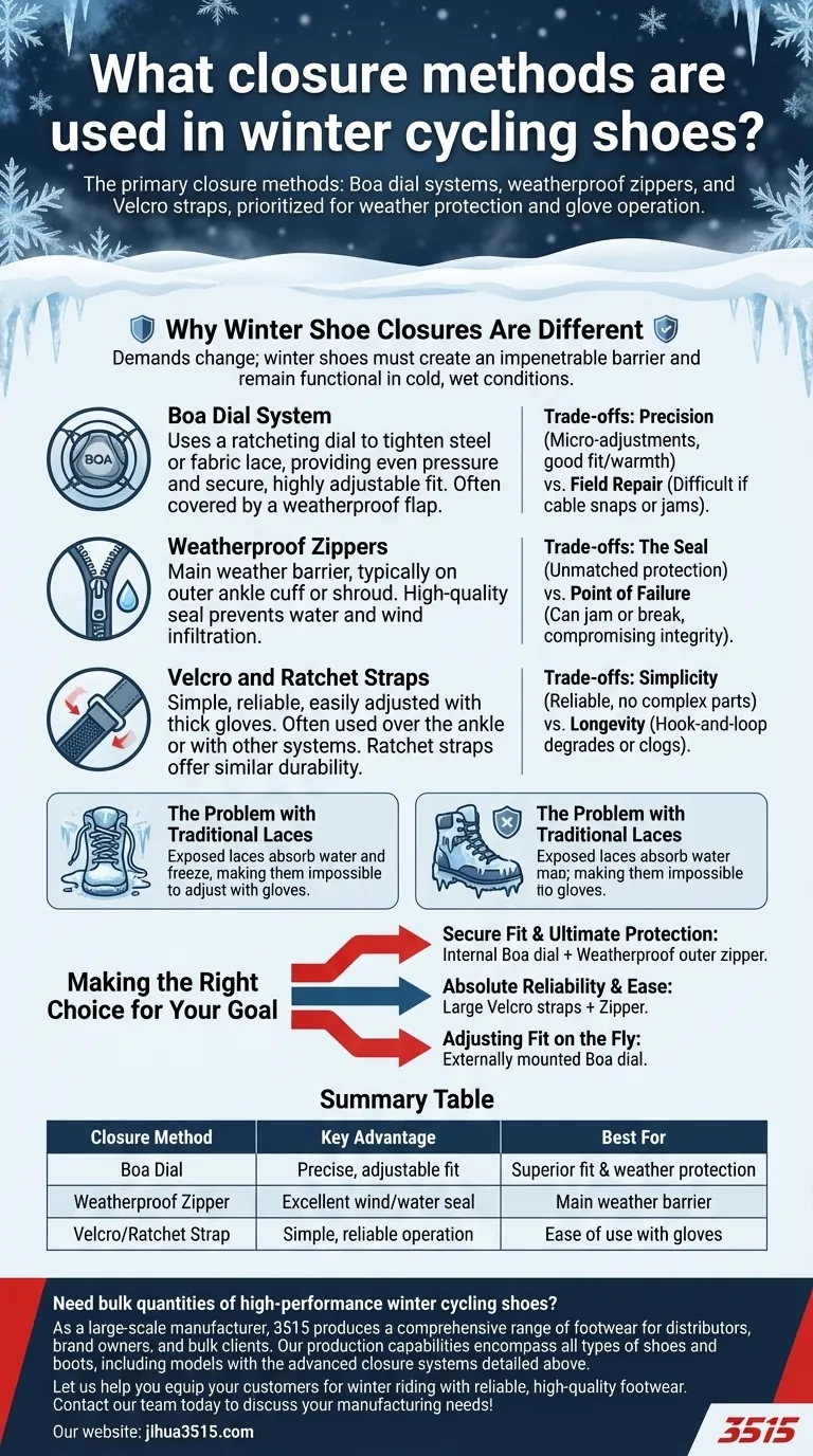 Quali metodi di chiusura vengono utilizzati nelle scarpe da ciclismo invernali? Trova la chiusura giusta per le uscite con il freddo Guida Visiva