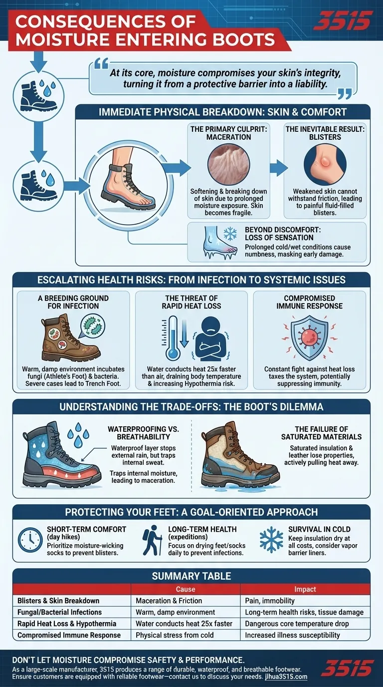 ¿Cuáles son las consecuencias de que la humedad entre en las botas? Evite ampollas, infecciones e hipotermia Guía Visual