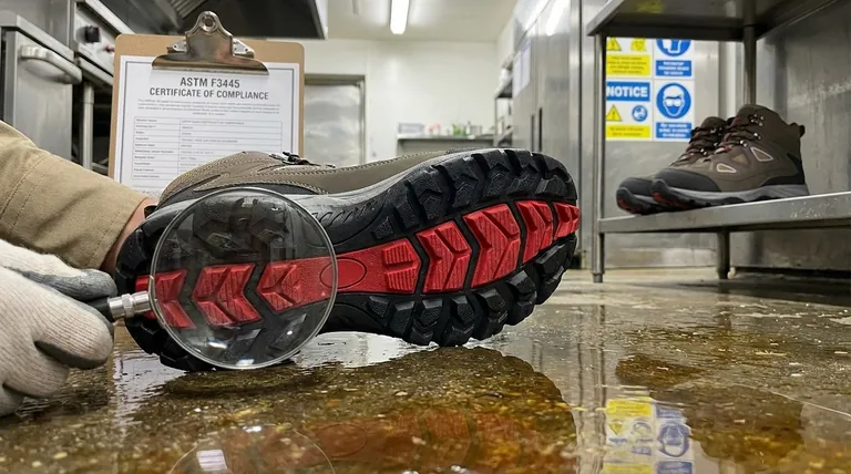 ¿Cómo se puede verificar si los zapatos son realmente antideslizantes? Busque la marca de certificación ASTM