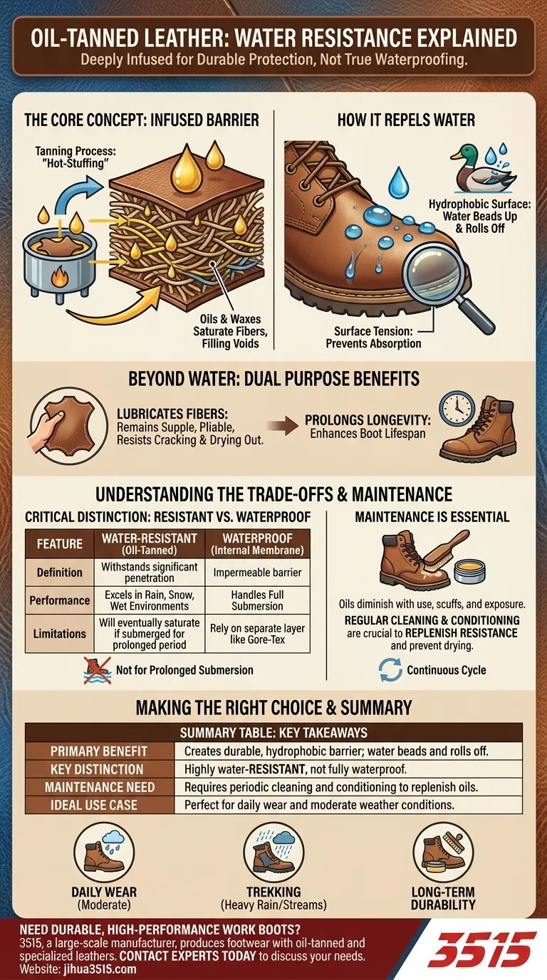 كيف يساهم الجلد المدبوغ بالزيت في مقاومة الحذاء للماء؟ اكتشف أسرار الأحذية المتينة والمقاومة للعوامل الجوية دليل مرئي