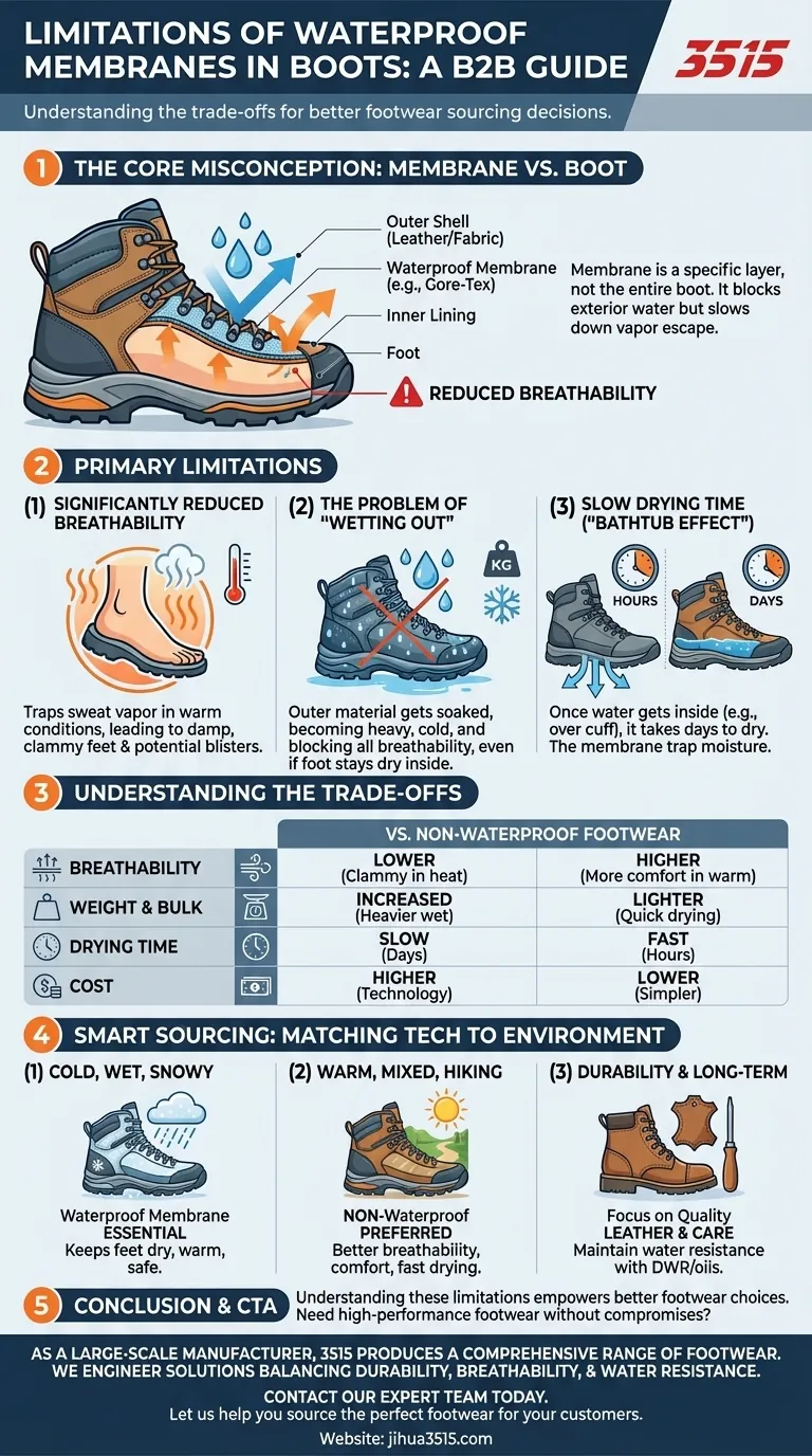 ما هي حدود الأغشية المقاومة للماء في الأحذية؟ المفاضلات الرئيسية في التهوية والأداء دليل مرئي