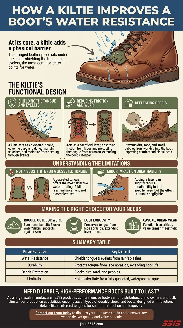 كيف يحسن الكيلتي مقاومة الحذاء للماء؟ إنه درع وظيفي، وليس مجرد أسلوب دليل مرئي