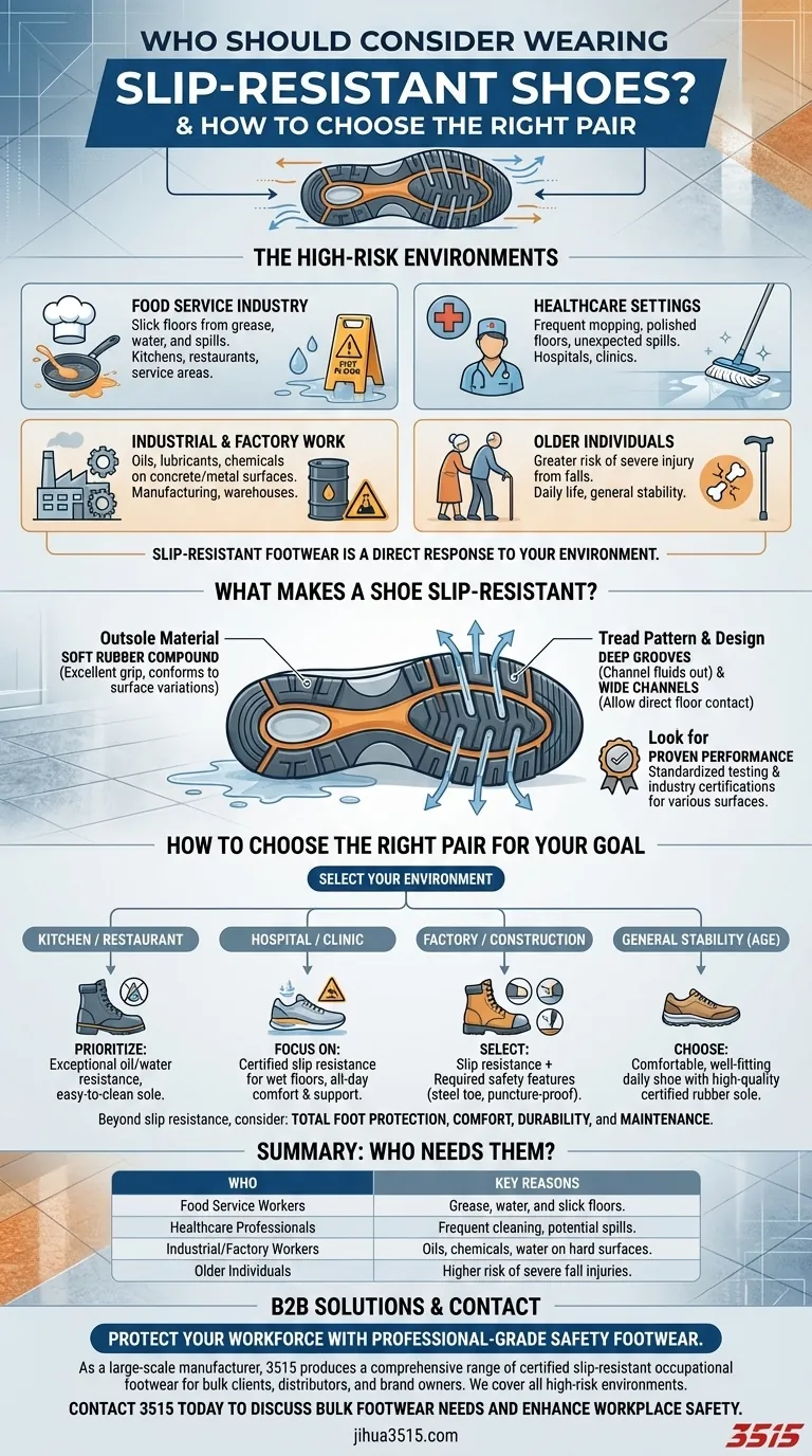 谁应该考虑穿防滑鞋？高风险工作环境的必备鞋履 图解指南
