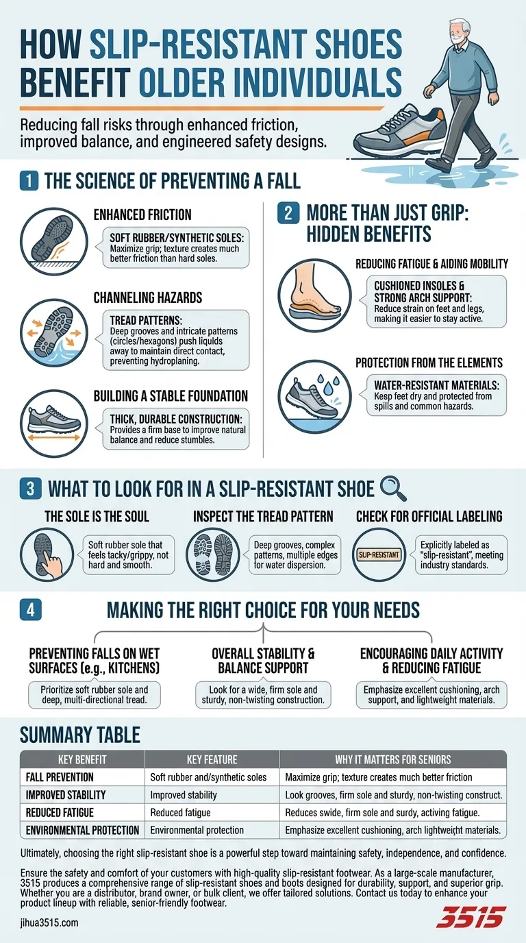 ¿Cómo benefician los zapatos antideslizantes a las personas mayores? Prevención de caídas y mejora de la estabilidad Guía Visual
