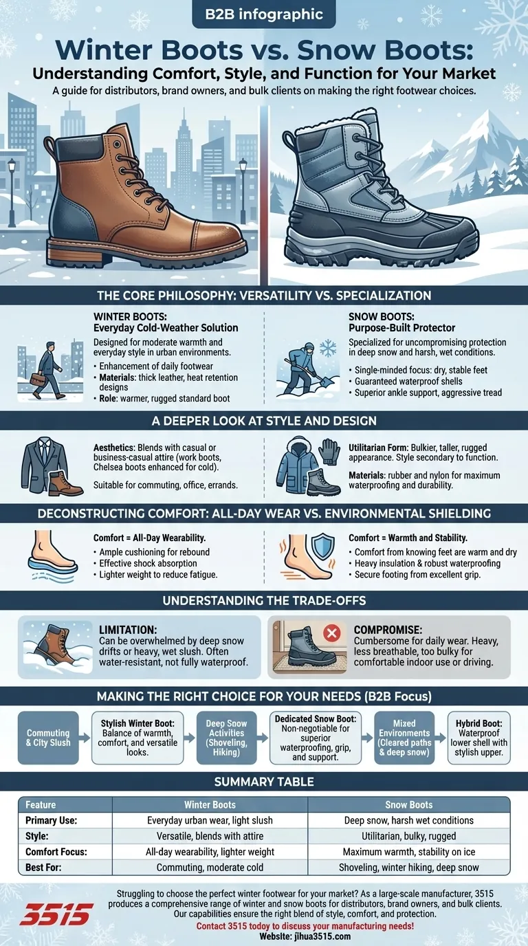 Come si differenziano comfort e stile tra gli stivali invernali e gli stivali da neve? Scegli lo stivale giusto per il tuo inverno Guida Visiva