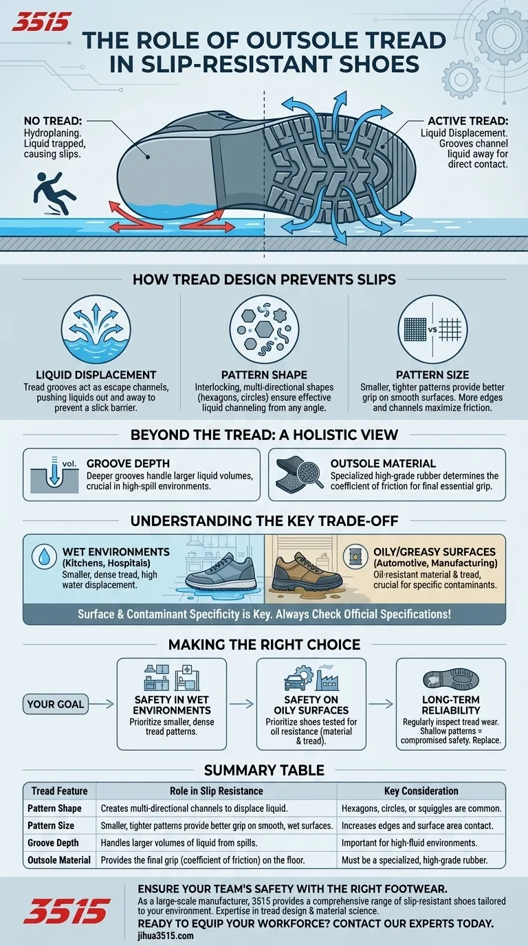 Quel est le rôle de la sculpture de la semelle extérieure dans les chaussures antidérapantes ? Canaliser les liquides pour une sécurité ultime Guide Visuel
