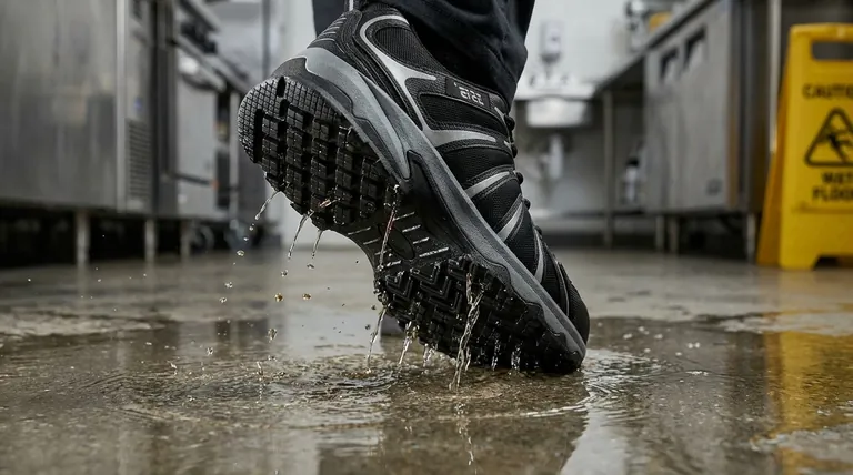Quel est le rôle de la sculpture de la semelle extérieure dans les chaussures antidérapantes ? Canaliser les liquides pour une sécurité ultime
