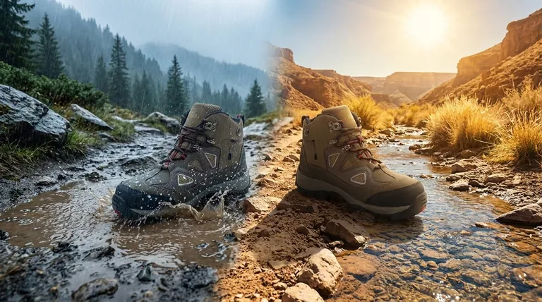 Quais são as principais considerações ao decidir entre calçados de caminhada impermeáveis e não impermeáveis?