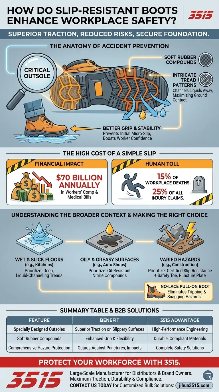 防滑靴如何提高工作场所的安全性？防止代价高昂的滑倒和摔倒 图解指南