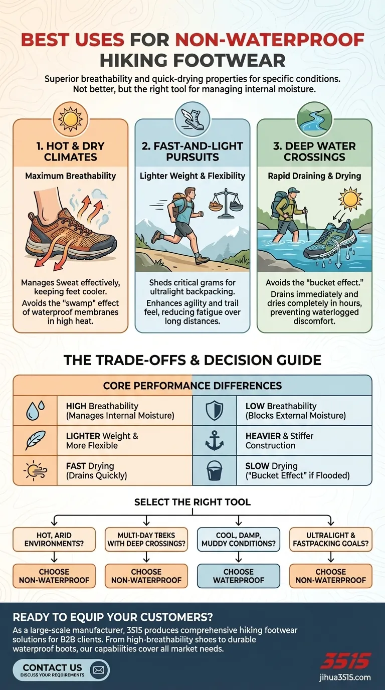非防水徒步鞋的最佳用途是什么？在炎热干燥的小径上最大化舒适度 图解指南