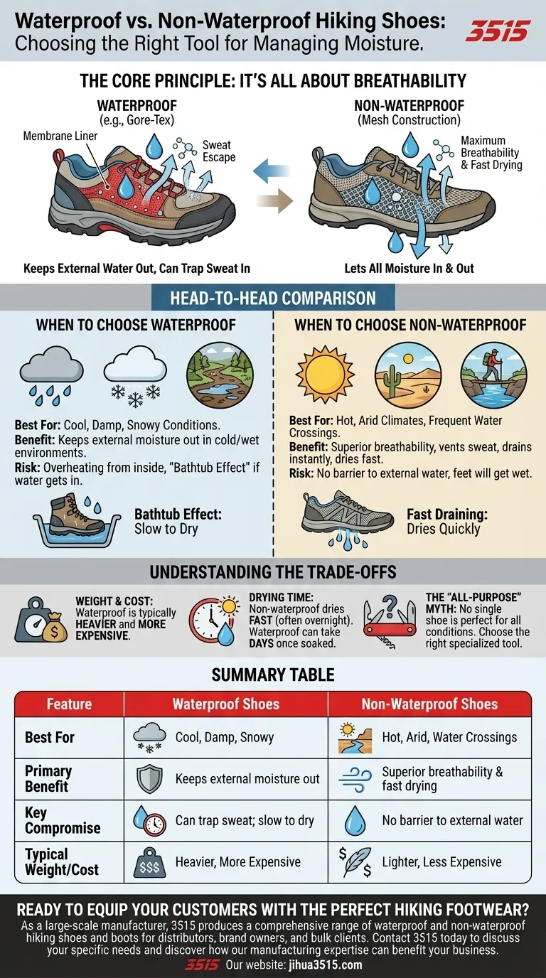 ما هي العوامل التي يجب مراعاتها عند الاختيار بين أحذية المشي المقاومة للماء وغير المقاومة للماء؟ اعثر على المقاس المثالي لك دليل مرئي