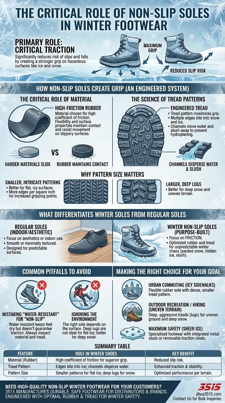 Quel rôle jouent les semelles antidérapantes dans les chaussures d'hiver ? Maximiser la sécurité sur la glace et la neige Guide Visuel