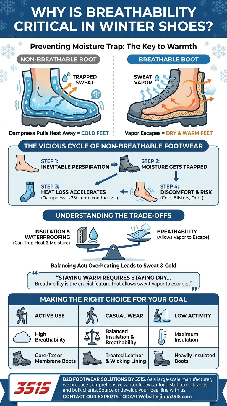 Почему воздухопроницаемость важна для зимней обуви? Избегайте холодных, влажных ног благодаря надлежащей вентиляции Визуальное руководство