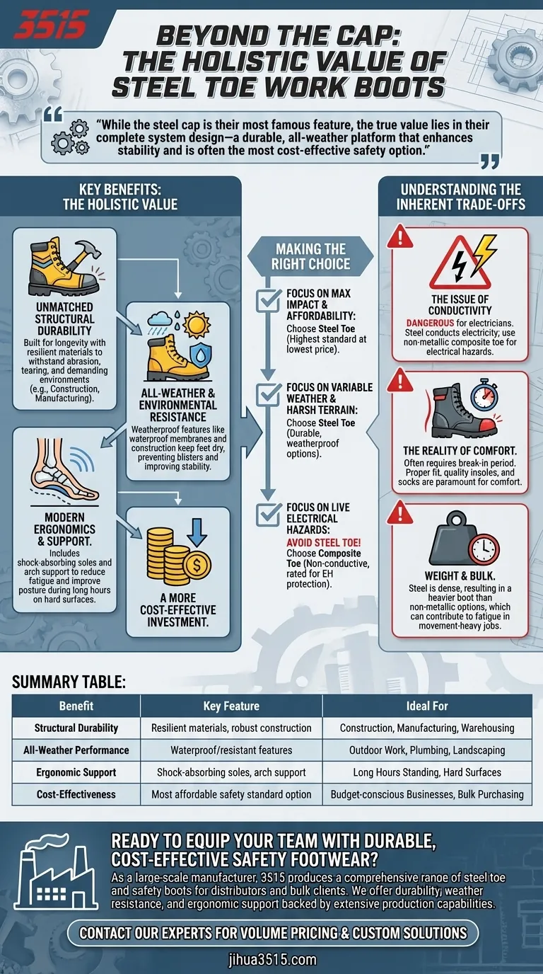 除了足部保护，穿钢头工作靴还有哪些好处？增强耐用性、舒适性和成本节约 图解指南
