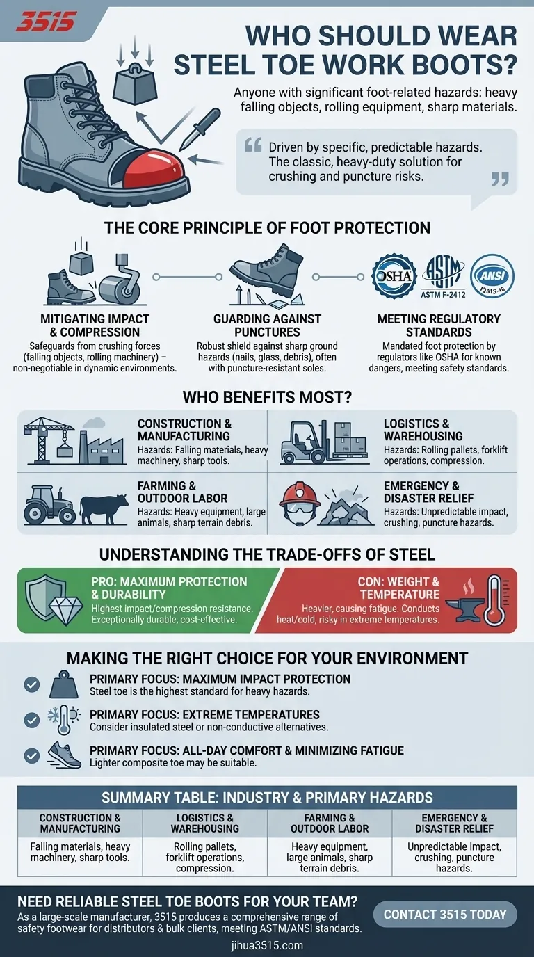 Wer sollte Sicherheitsschuhe mit Stahlkappe tragen? Wesentlicher Fußschutz für risikoreiche Arbeitsplätze Visuelle Anleitung