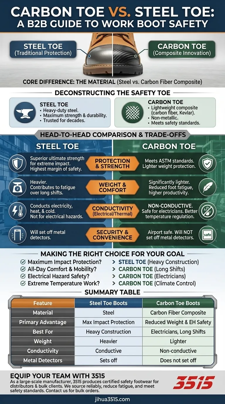 碳纤维鞋头靴与钢制鞋头工作靴的主要区别是什么？最大安全与舒适指南 图解指南