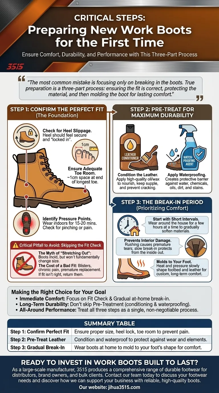 ¿Qué se debe hacer antes de usar unas botas de trabajo nuevas por primera vez? Una guía de 3 pasos para un ajuste y durabilidad óptimos Guía Visual