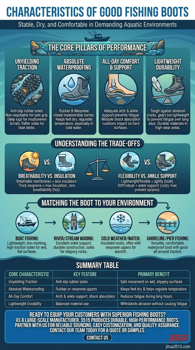 ¿Cuáles son las características de unas buenas botas de pesca? Encuentra la bota perfecta para tu estilo de pesca Guía Visual