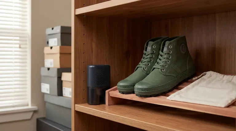 ¿Qué se debe evitar al almacenar botas con suelas?