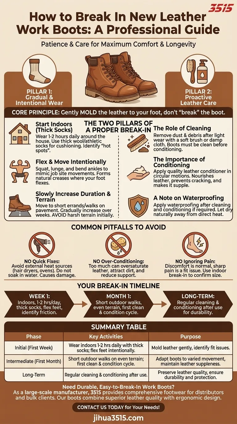 ¿Cómo se deben domar las botas de trabajo de cuero nuevas? Una guía para la comodidad y la durabilidad Guía Visual