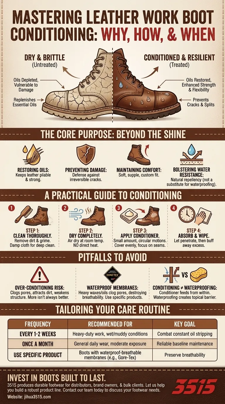 为什么以及多久应该对皮革工装靴进行保养？延长靴子寿命的关键 图解指南