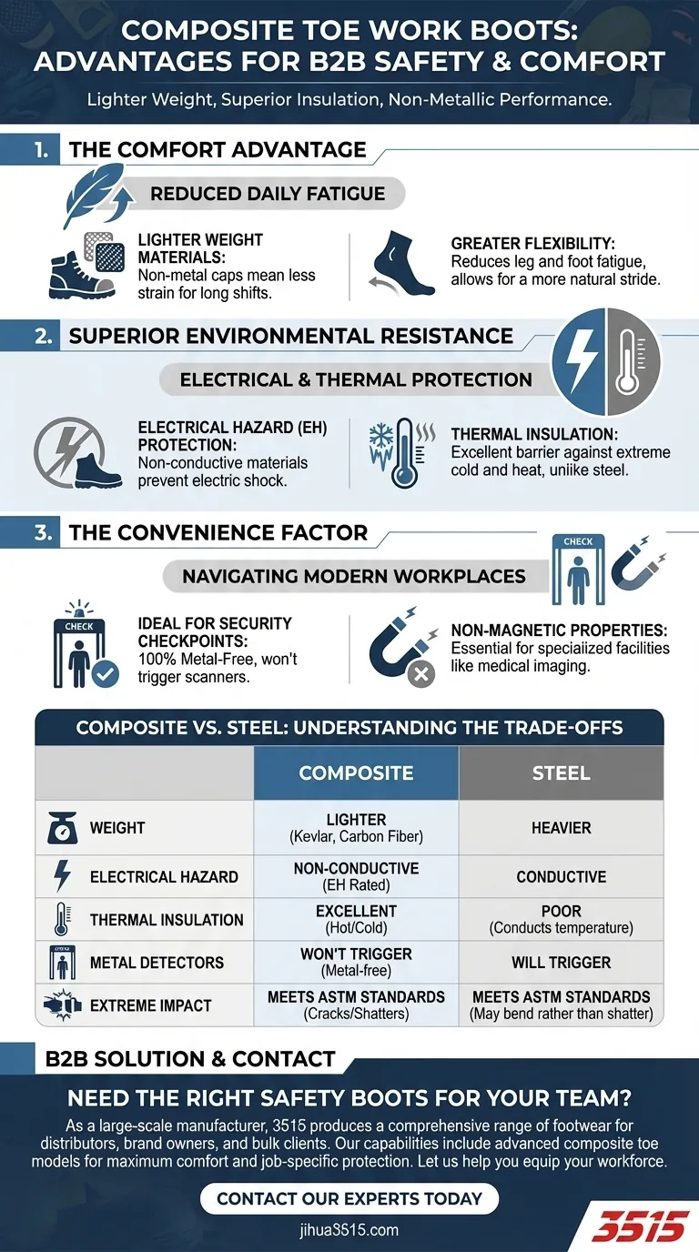¿Cuáles son las principales ventajas de las botas de trabajo con punta de composite? Comodidad y seguridad superiores para su trabajo Guía Visual
