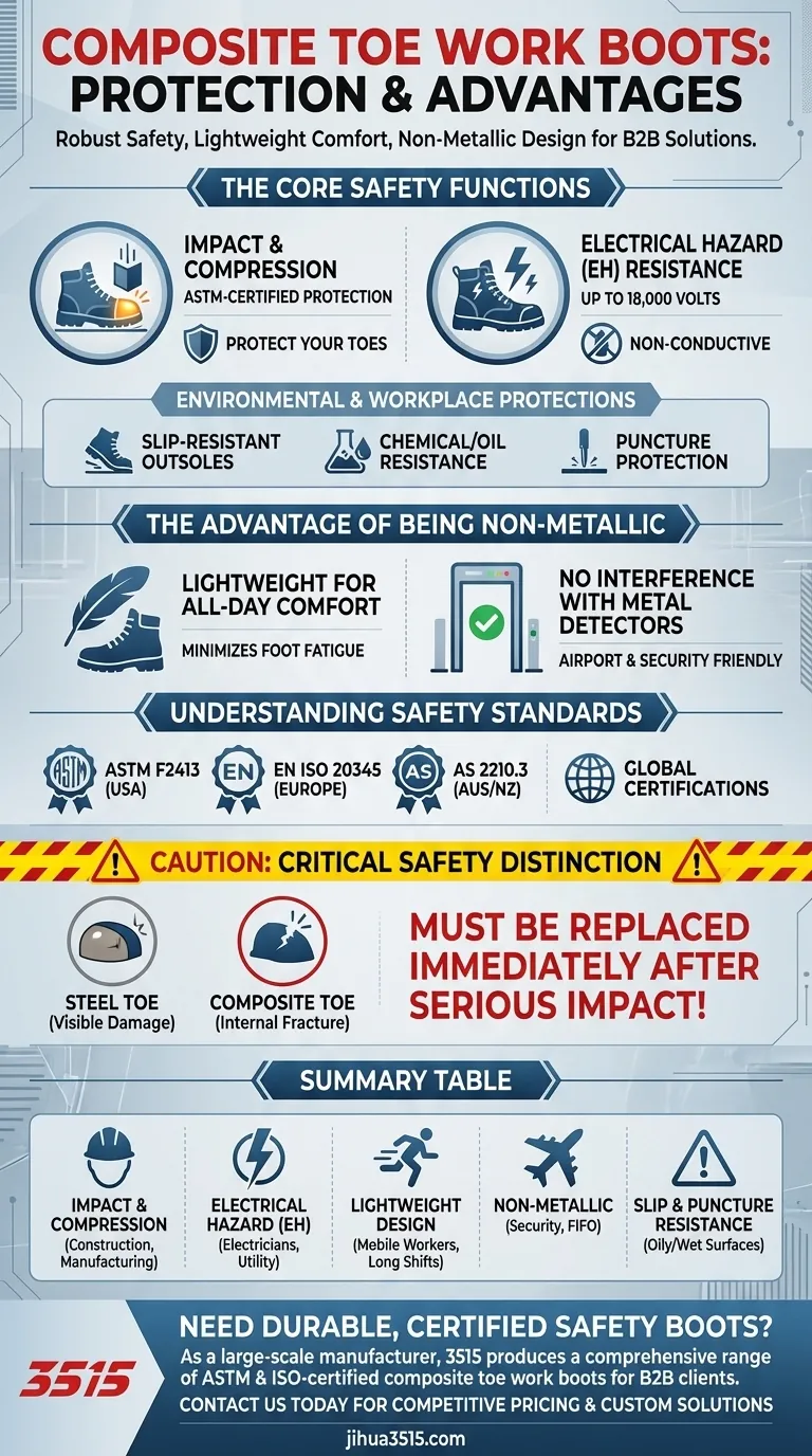 Quels types de protection offrent les bottes de travail à embout composite ? Sécurité essentielle pour les lieux de travail modernes Guide Visuel