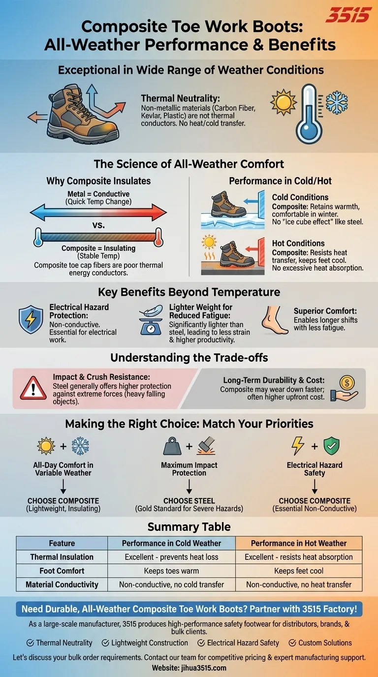 复合材料鞋头工作靴在不同天气条件下表现如何？在极热和极冷天气下保持舒适 图解指南