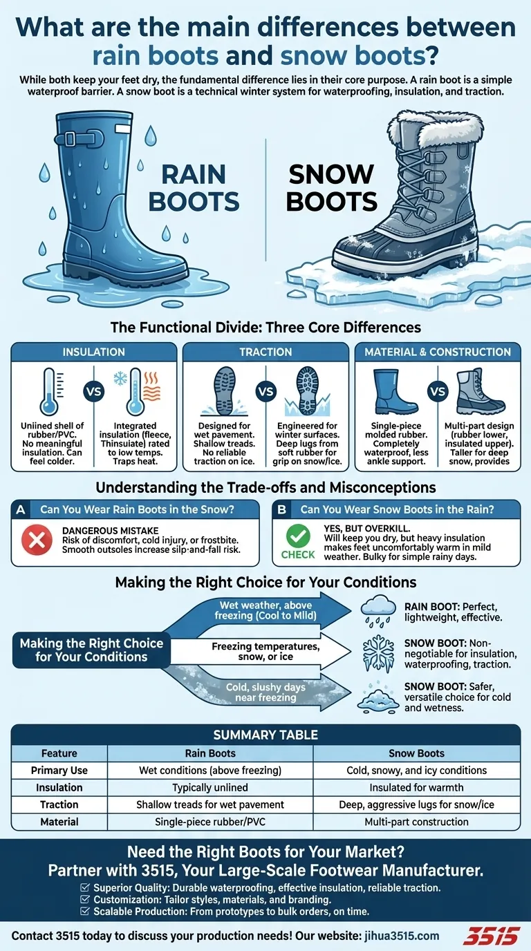 ¿Cuáles son las principales diferencias entre las botas de agua y las botas de nieve? Elige la bota adecuada para tu clima Guía Visual