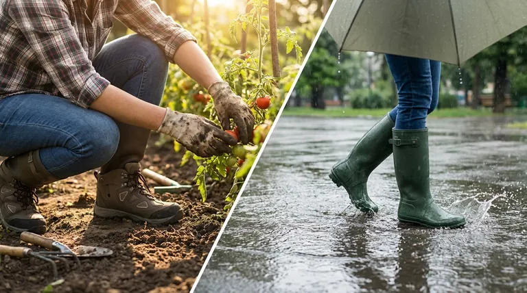 ガーデンブーツとレインブーツの違いは何ですか?作業に適したフットウェアを選びましょう