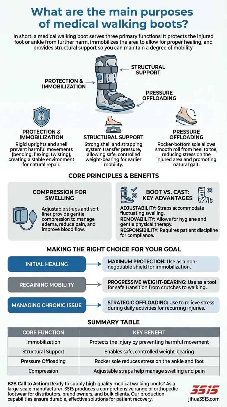 Quels sont les principaux objectifs des bottes de marche médicales ? Atteindre une récupération et une mobilité optimales Guide Visuel