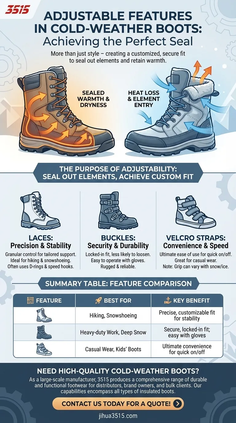 ¿Qué características ajustables se encuentran en las botas para clima frío? Asegure un ajuste perfecto y cálido Guía Visual