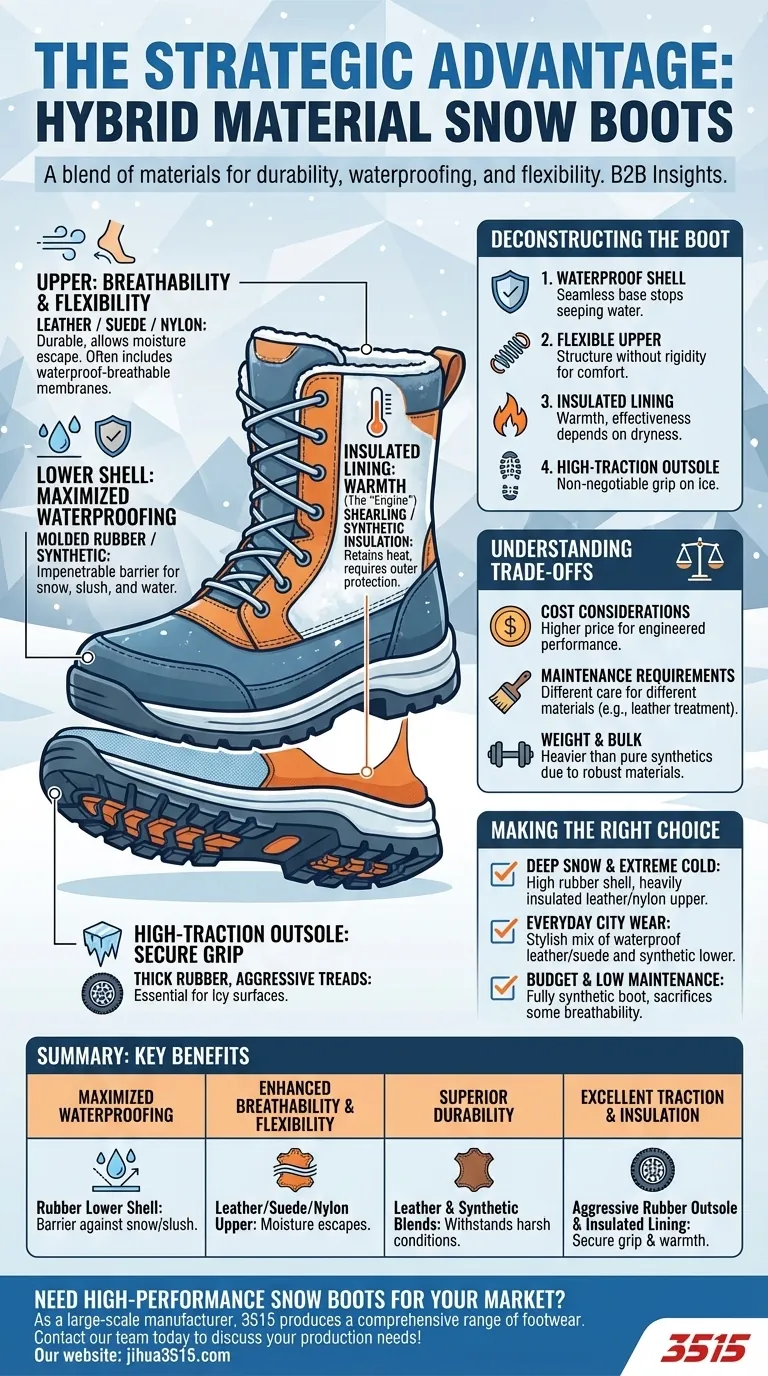 Quali sono i vantaggi degli scarponi da neve realizzati con una combinazione di materiali? Prestazioni invernali superiori Guida Visiva
