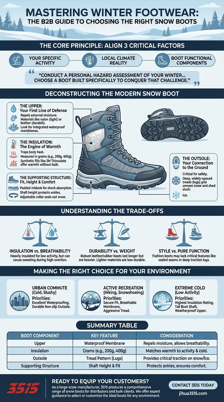 如何确保选择合适的雪地靴？根据您的冬季活动选择合适的靴子 图解指南