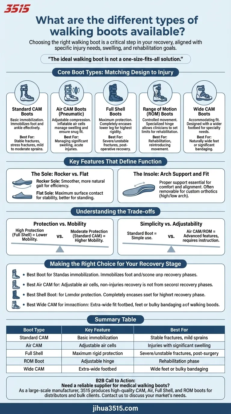 Quels sont les différents types de bottes de marche disponibles ? Guide pour choisir la bonne botte médicale Guide Visuel