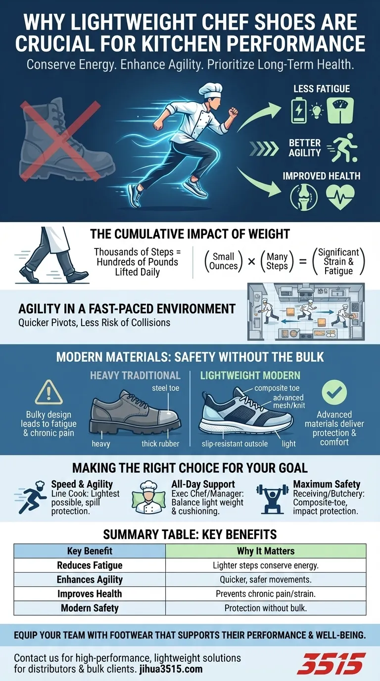 Pourquoi la conception légère est-elle importante pour les chaussures de chef ? Améliorez l'endurance et l'agilité dans la cuisine Guide Visuel
