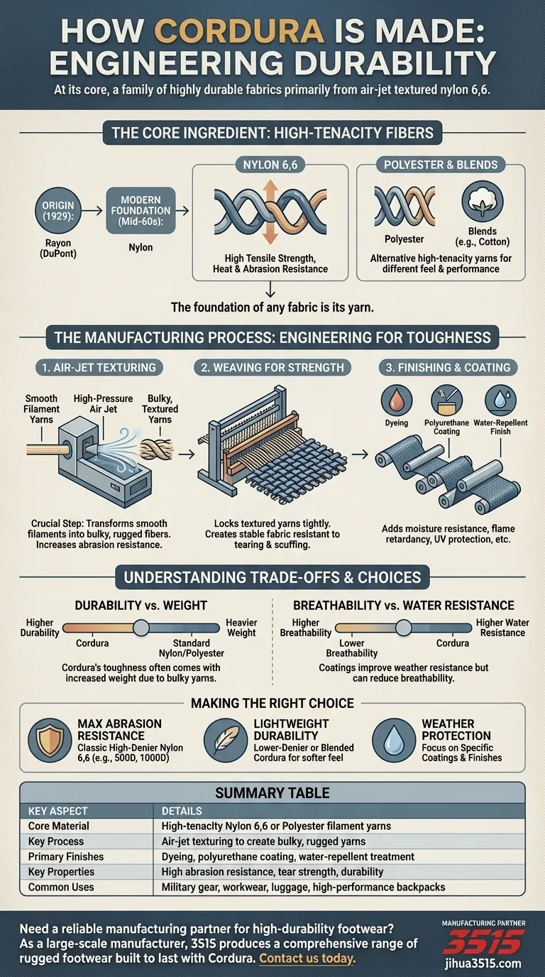 コーデュラはどのように作られ、どのような素材が使われていますか？ その伝説的な耐久性の秘密を解き明かしましょう。 ビジュアルガイド
